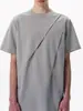Venda Direta da Fábrica Camiseta de Manga Curta para Homem, Estilo High Street Americano de Verão, Pulôver Desconstruído com Gola Redonda, Design de Marca Tendência, Camiseta de Corte Amplo