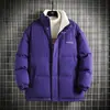 Jaqueta de Algodão Forrada com Lã de Cordeiro Tendência Outono e Inverno Estilo Casal Masculino Moda Casual à Prova de Vento Gola Alta Cor Sólida Roupa Exterior Masculina Plus