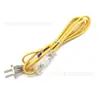 Cable de alimentación con interruptor de dos clavijas planas y cable trenzado, enchufe plano chino, cable con enchufe de interruptor transparente 304, cable de alambre trenzado amarillo