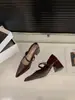 Tacón Grueso Tacones Altos Punta Fina Francesa Zapatos Planos Negros Zapatos de Mujer 2025 Primavera y Verano Zapatos de Oficina Mary Jane Zapatos Pequeños de Cuero