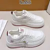 Piel de Vaca de Primera Capa Suela Gruesa Zapatos Blancos para Mujer con Cordones Punta Redonda Zapatos de Plataforma para Mujer Versátiles Ligeros Casuales Deportivos Zapatos Individuales