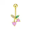Novo piercing de umbigo de borboleta com zircônia incrustada em cobre da Amazon, pino de umbigo de aço inoxidável, em estoque na fábrica