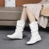 Botas Médias Femininas Outono e Inverno Novas Botas Curtas Pretas Brancas Altura Interna Botas de Boca Larga Femininas Botas Femininas Martins