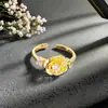 Retro Francés Alta Calidad Calabaza Nuevo Anillo Abierto Chino Mariposa Flor Zirconia Diseño de Nicho Accesorios Personalizados