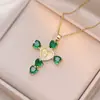 Colar Feminino Colorido Zircônia Joias Design de Nicho Pingente Cruz Completo em Diamante Colar Corrente de Clavícula em Aço Inoxidável