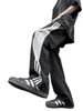 Calça Casual de Secagem Rápida Dopamina de Verão Masculina Tendência Três Listras Cor Contrastante Solta Reta Esporte Americano Calça Paraquedista