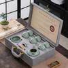 Juego de té kung fu de cerámica Ge Kiln, caja de regalo, tetera de viga de alta gama, combinación de cenicero, regalo de negocios, personalización