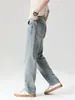 Ropa de Hombre Fengshe / Primavera 2026 Vintage Versátil Alto Contenido de Algodón Holgado Pierna Recta Elásticos Jeans Pantalones de Hombre