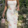 Nuevo Vestido de Verano para Mujer Estilo Francés Elegante y Romántico Malla Estampado Floral Ajustado Ceñido a la Cintura de Longitud Media