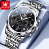 Reloj de la Marca Oris Dropshipping Transfronterizo Multifuncional Impermeable Cuarzo Luminoso Correa de Acero Reloj para Hombre