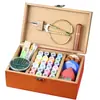 Set de costura, caja de costura casera vintage, caja de almacenamiento de hilo y aguja de coser, herramienta para punto de cruz, caja de costura de madera maciza