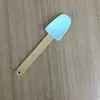 Mango de Madera Silicona Mini Pala en T Silicona de Grado Alimenticio Pala Pequeña en T Cocina Cocinar Mango de Madera Silicona Cuchara Raspador Pala