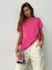 Camiseta Base Casual de Algodón Puro Transfronteriza de Manga Corta de Color Sólido con Cuello Redondo Nueva de Verano Top Versátil Vestido para Pareja de Oficina