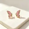 Novo Estilo Brinco Feminino Gota Esmaltada Ouro 18K Borboleta Ornamento Toque de Luxo Inseto Sensação Fashionável Transfronteiriço Aço Inoxidável 304