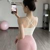 Verão Novo Regata Plissada Yoga Esportes Manga Curta Celebridade da Internet Alças Finas Sexy Versátil Roupa Exterior