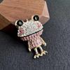 Nuevo Broche de Rana de Boca Grande de Dibujos Animados Divertido Pin de Animal de Diamantes Completos para Mujer Lindo Accesorios de Suéter de Invierno Hebilla para Bolso
