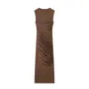 Ropa de mujer de comercio exterior serie ZA estilo europeo y americano elegante ajustado plisado midi bodycon vestido
