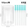 Cepillo de pestañas desechable con forma de barril, 100 unidades por barril, rollo de pestañas de color, peine para cejas, venta al por mayor