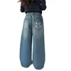 Calças Jeans para Meninas para Primavera e Outono 2026 Novo Estilo Calças de Outono Largas para Crianças Calças Retas para Crianças Grandes Jeans Simples