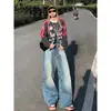 Jeans de Pierna Ancha Relajados de Cintura Alta con Talle Alto para Mujer, Estilo Americano de Verano, Diseño Retro, Pantalones Mopa