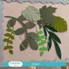 Decoración ambiental con flores y hojas de papel de seda en esquema de color Morandi para paredes de áreas temáticas en jardines de infancia y escuelas primarias