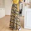Falda de Verano Floral para Mujer con Cintura Elástica, Estilo Cola de Pescado, Falda de Moda Larga hasta la Rodilla Estilizadora, Jardín de Monet
