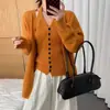 Conjunto de duas peças: jaqueta cardigã de tricô casual estilo coreano e blusa de alcinha, conjunto de suéteres macios e aconchegantes de alta qualidade para outono e inverno