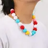 Amazon Moda Collar para Niños y Mujeres 10 Bolas Acrílicas de Color Rosa Mixto Cadena para Suéter