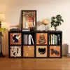 Gabinete de Madera Maciza Cuadros Kalek Estantería de Combinación Libre Estante de Almacenamiento de Pie Librero Bajo Montado en Pared para Sala de Estar Gabinete de Ocho Compartimentos