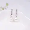 Aretes de botón de diamantes con cuentas de plata esterlina s925 moda japonesa y coreana aretes simples aretes de perlas elegantes para mujer