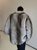 Nuevo Abrigo de Piel para Hombre Abrigo de Piel Sintética de Visón Chaqueta de Piel de Visón Corta Casual de Invierno Chal