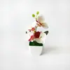 Nova Flor de Alta Simulação 4 Phalaenopsis Pequena Planta em Vaso Flores Brancas Bacia para Pés Sala de Estar Sala de Jantar Decoração de Mesa Flor Artificial