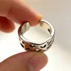 Anel masculino, estilo INS vintage, banhado a prata tailandesa, feito à mão, anel atemporal, anel geométrico irregular, atacado