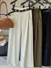 Terno de temperamento calça pantalona feminina primavera nova cintura alta drapeado calça reta estreita moda comprimento total listrada casual