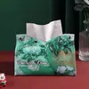 Caja de pañuelos de pintura al óleo para sala de estar del hogar, caja de pañuelos para coche, estilo de lujo ligero, caja de pañuelos de papel, cuero, servilleta creativa