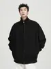 Chamarra de peso pesado con cuello alto de 400 g para hombre, otoño e invierno, estilo americano, corte holgado, de alta gama, versátil, con cremallera, sudadera tipo cárdigan gris
