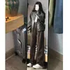 Jeans Rectos Forrados de Polar Negros para Mujer 2024 Nuevo Otoño e Invierno Pequeños de Cintura Alta Adelgazantes de Pierna Estrecha Ancha