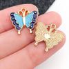 Misturado 20 gota de óleo liga duas cores borboleta colar pingente diy jóias acessórios chaveiro pulseira pingente material