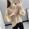 Camisa de Base Malha Fina Cor Sólida Verão Feminina Estilo Elegante Manga Longa Moda Feminina Patchwork Camisa Top