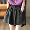 Pantalones casuales retro de algodón y lino para mujer, con cintura elástica, efecto adelgazante, pierna ancha, bordado artístico, corte holgado y diseño versátil para el verano