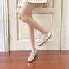 Sapatilhas com Salto Grosso, Sapatos Mary Jane para Mulheres, Mocassins de Couro Rasos de Bico Quadrado para o Verão, Tênis de Treino Alemães Retrô para Mulheres