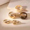 Anillo Cruzado de Moda Europeo y Americano, Juego de Anillos, Anillo Abierto Geométrico de Resina Ámbar de Tendencia Nicho para Mujeres