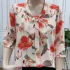 Camisa de Gasa con Mangas Tres Cuartos y Cinta Verano 2024 Ropa para Madres Camisa Delgada Holgada Adelgazante Ropa para Mujer Envío Gratis Tallas Grandes Ropa para Mujer