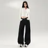 Jeans Anchos de Pierna con Estampado de Corazones Rosas Naranja Infantil para Mujer, Sueltos, Adelgazantes, Rejuvenecedores, Casuales, Versátiles, de Pierna Recta, Largo hasta el Suelo