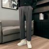 Calças cropped K99 retas sem passar para homens outono e inverno Novas calças casuais com forro de fleece espessado calças leves maduras estilosas
