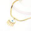 Gutt Nuevo Estilo Titanio Acero Chapado Oro Real Cadena Hueso de Serpiente Ojo Azul Borla Pendientes Collar Conjunto de Joyería