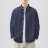 Camisa listrada retro clássica americana para homens, nova jaqueta casual de manga comprida para primavera e outono, camisa de algodão puro com corte solto, moderna