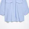Moda Femenina Transfronteriza 2026 Estilo Europeo y Americano Camisa de Popelina con Bolsillo Decorado de Cuello Polo de Botones Sencillos para Mujer A37145