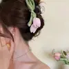 Presilha de Cabelo Flor Tulipa para Mulheres 2026 Novo Verão Grampo de Cabelo de Alta Qualidade para Penteado no Topo da Cabeça Presilha Tubarão Grande Acessório de Cabelo