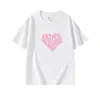 Camiseta negra de algodón puro con cuello redondo y manga corta para mujer, nuevo estilo de verano con diseño de letras en forma de corazón, top casual holgado para mujer